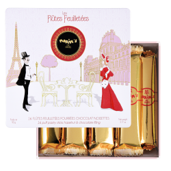 Maxim's de Paris Les 16 Flûtes feuilletées fourrées chocolat noisettes 90 gr